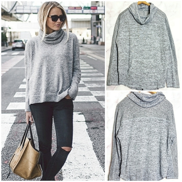 Tops - Cowl Neck Pullover Soft Top Kangaroo Pocket NWOT